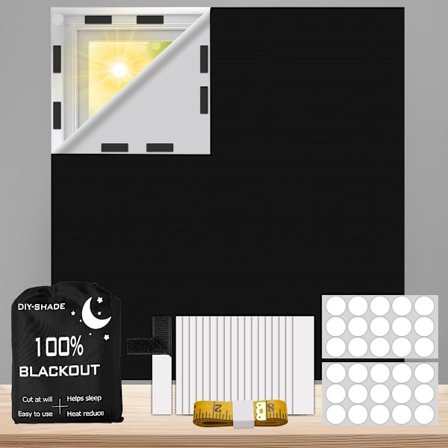 Mörkläggningsrullgardin, Ingen borrning, 300 x 145 cm, Portabel fönstermörkläggning, 100% Anpassad...