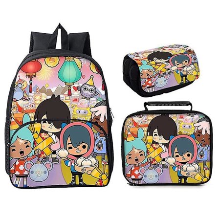 Toca Life World Toca Life World 3-piece Round Pocket School Bag Lunch Bag Pencil Case