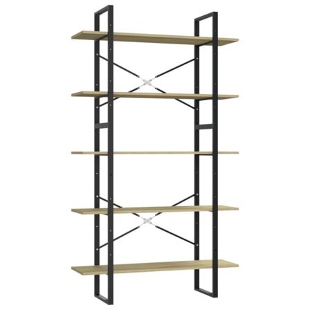 Vidaxl Bokhylla 5 Hyllplan Sonoma-ek 100x30x175 Cm Spånskiva Brun