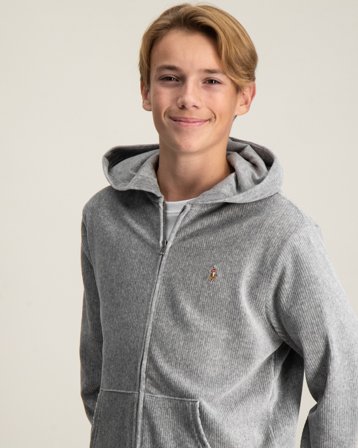 Polo Ralph Lauren KNIT CORDUROY FULL-ZIP HOODIE Grau Hoodies/Kapuzenpullover Jungen - Kids Brand Store