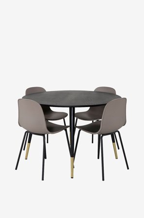 Venture Home - Spisegruppe Dipp med 4 stk. stole Arctic - Sort - Spisegrupper - Fra Homeroom