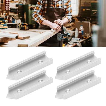 4 stk. T-sporforbindelser Aluminium Legering 100 mm Længde 30 mm Bredde Universal til Træbearbejdning Sølv