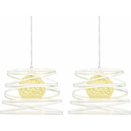 Sæt af 2 Moderne Pendellamper, Vintage Loftlampe Metal Skærm Spiral Design Loftlampe E27 Belysning Dekoration