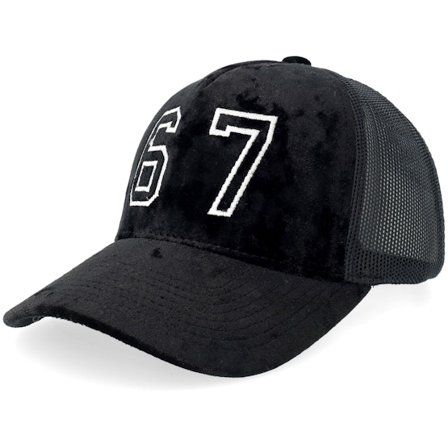 Iconic - Zwart trucker Cap - 6 7 Six Seven Velvet Black A-frame Trucker @ Hatstore