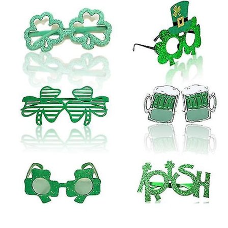 St. Patrick's Day Shamrock Briller Irske Festival Briller 6stk