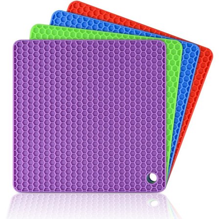 Silikonunderlag - Varmebestandige underlag, skjestøtte, multifunksjonelle underlag for varme retter, matvaregodkjent silikon, sett med