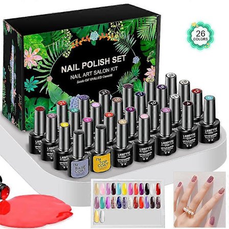 LNWPYH Gel Nagellack Set Nagel Gel Kit 26 Färger Semi Permanent UV Led Gel Lack Blötlägg Nagellack Baslack Topplack Kit[YJD]
