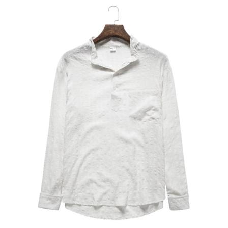 Böjd Fåll Ståkrage För Män Med Blusknappar T-shirt