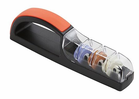 KNIVSLIPER MED 3 HJUL FRA MINOSHARP RØD/SVART