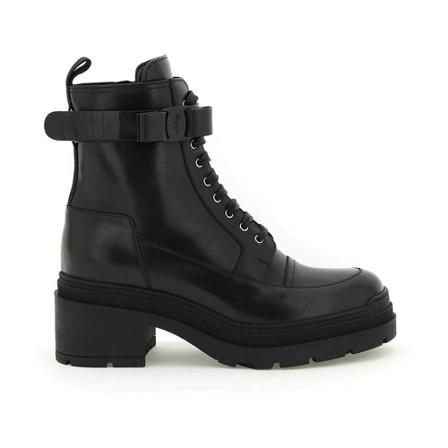 Salvatore Ferragamo, leather boots with vara bow Czarny, Kobieta, Rozmiar: 38 1/2 EU