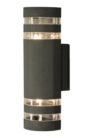 Aneta Lighting RIBB vegglampe ute, mørkgrå, 2 x 40W E27, IP44, glödlampa max Ø55 mm