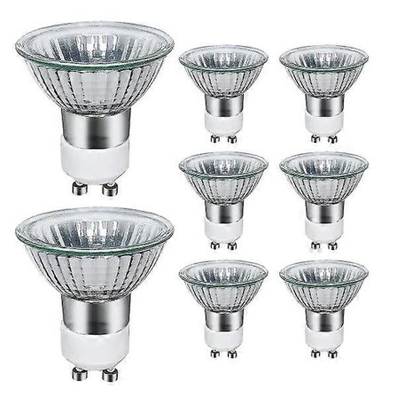 Pakke med 8 Gu10 halogenpærer, 220v Gu10 halogen spotlamper 2800k varm med 35W【PL】