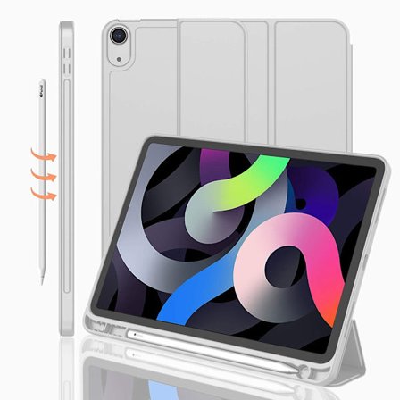 Fodral för iPad 12.9 tum 2018/2020/2021/2022 grå allomfattande silikon mjuk