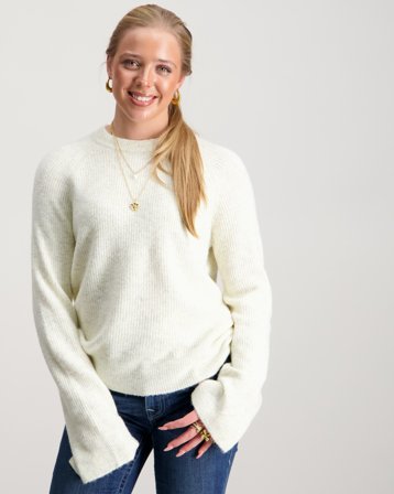 LMTD NLFKLEAVE LS SHORT KNIT Beige Pulls Fille - Kids Brand Store