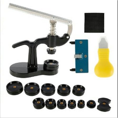 17 stk. urkassepresse, professionelt værktøjssæt til reparation af ure med 12 størrelser forme, fjerner til lukning af urbagbord, batteriskift, Wa