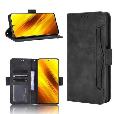 Xiaomi Poco X3 Nfc Plånboksfodral Pu-läder 6-fack Winston V3 Svart