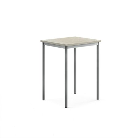 Desk SONITUS, 700x600x900 mm, light grey linoleum, alu grey