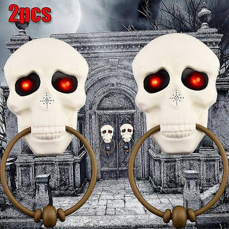 |NN| 1/2 stk. Skræmmende bevægelsessensoraktiveret dørklokke med lyd Halloweenfest Spøgelseshus Hjem Skræmmende uhyggelig kranie dørdekoration 