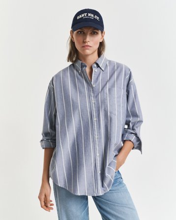 GANT Damen Oversized Fit Classic Oxford-Bluse (40) Marineblau