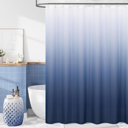 Homeenesto Suihkuverho Marine Sininen Ombre Vedenpitävä Helppo Asennus Polyesteri Koukuilla 180x180 Cm