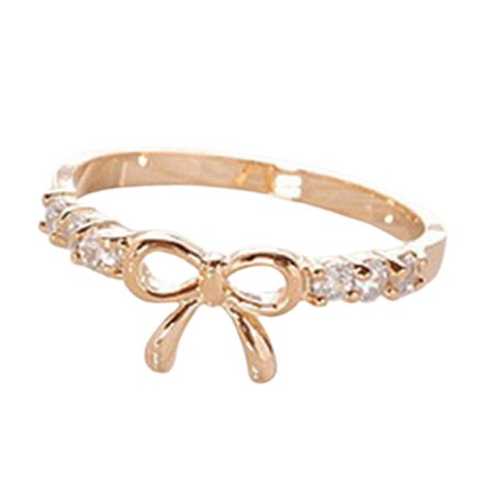 Ring med utsökt strassdekoration, enkel strassrosettband, dam smycken för bröllop