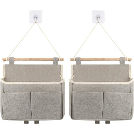 2 st Väggmonterade förvaringsväskor, förvaringsväska med hög kapacitet och fickor, vattentätt linnetyg hängande förvaring, hängande organisatör (Svart