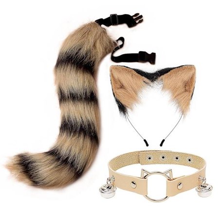 3 kpl Cosplay Cat Cute Ears -panta Furry Fox Tail Bell Kaulakoru Set Lelut -a