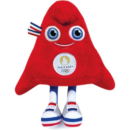 (A)Plysjleke 23 cm i pose - Offisiell maskot for de olympiske leker i Paris 2024 - Rød frygisk lueform