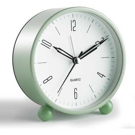 4 tums Super Tyst Liten Klocka, Batteridriven, Enkel Design, Gammaldags Stil Salvia Dekor, för Sovrum, Sängbord, Skrivbord, Vuxen, Grön