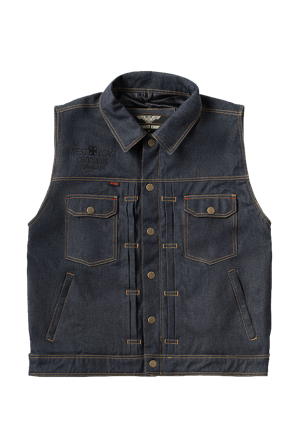 West Coast Choppers Collab 131/2 Denim Riding Vest Raw Denim Blue Raw Denim L