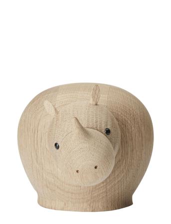 Rina Rhinoceros Home Decoration Decorative Accessories/details Wooden Figures Beige WOUD