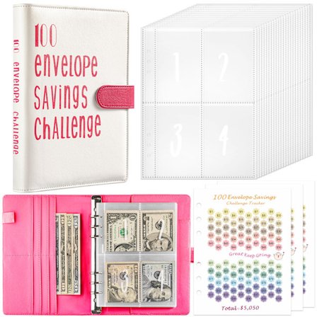 Kontantkuvert Budgetpärm för Sparutmaning Rose red