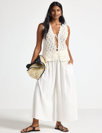 Lindex Trousers Smock - White - XS