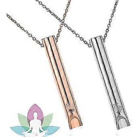 2 stk. Puste Halskjede, Angst Halskjede for Kvinner, Stresslindrende Mindful Puste Halskjeder Rustfritt Stål for Meditasjon Avslapning (Sølv rosegull)