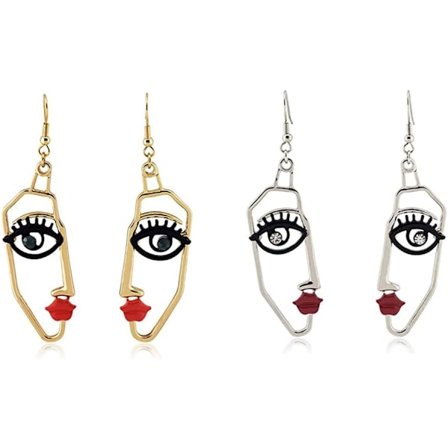 2 par dam ansikte statement dingla örhängen
