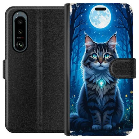 Kompatibelt Lommeboketui til Sony Xperia 5 III Katt månsken