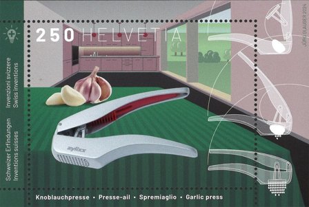Schweiz - Opfindelser: Hvidløgspresser - Postfrisk miniark