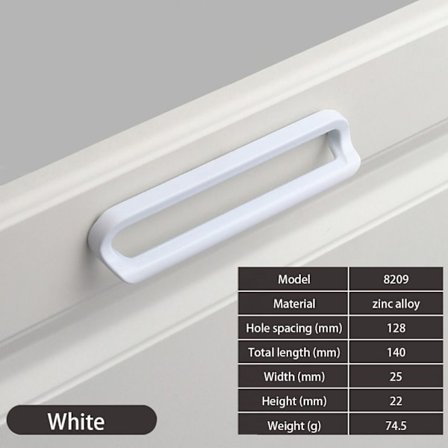 Kaappi vaatekaappi oven kahva kalustekahva VALKOINEN 128mm 128mm