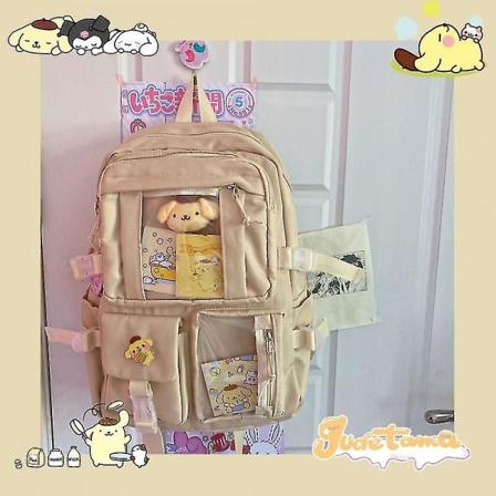 Kawaii Sanrio Mymelody Kuromi Cinnamoroll Pompom Purin Ny Ryggsekk Tegneserie Stor Kapasitet Student Skolesekk Utendørs Ryggsekk D