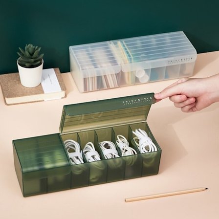 Desktop datakabel efterbehandling galler förvaringsbox plast