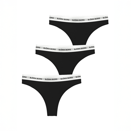 Björn Borg Logo Thong 3-pk Svart