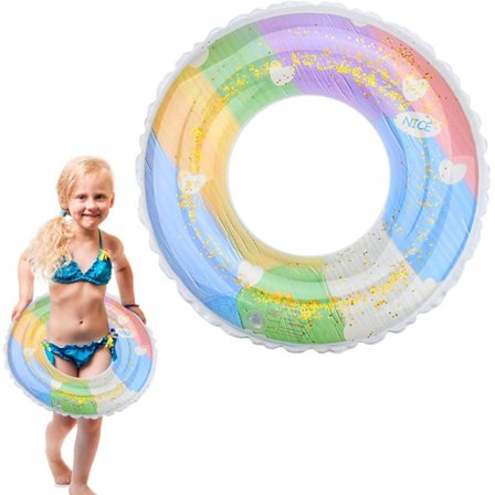 Badering, oppustelig badering, pool, badelegetøj, gummiring, pool, badering, pailletter, regnbue, badering til