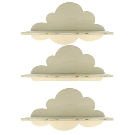 3 hylder i træ sky 39 cm