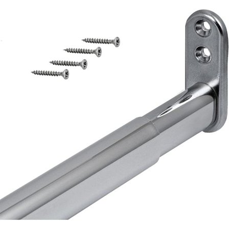 1 sett med uttrekkbar teleskopstang 40-60cm, fleksibelt teleskopisk garderobeskaprør, polert krom sølv