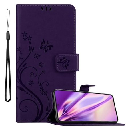 Coque pour Samsung Galaxy S22 Housse en LILAS FONCÉ FLORAL Etui Case Cover Protection Floral Portefeuille Wallet