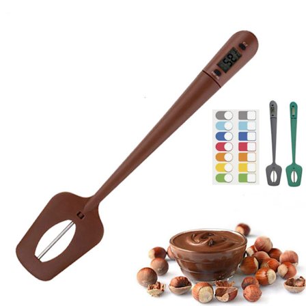 1 bærbar skje termometer silikon skrape lang digital spatu