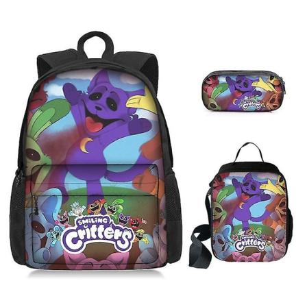 Peliaika Luku 3 Hymyilevien otusten koululaukku Kolmiosainen set Opiskelijareppu Style 11