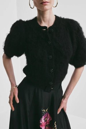 Hairy Knit Puffed Jacket L