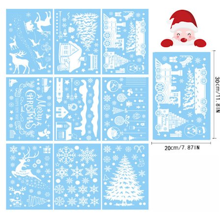 Jule Snefnug Dekoration Vindue Glas Klistermærke Julefest Dekoration Elektrostatisk Klistermærke (ny hvid Jul B)