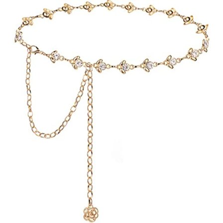 Ketjuvyö naisille, timanttikivillä koristeltu vyö mekkoon